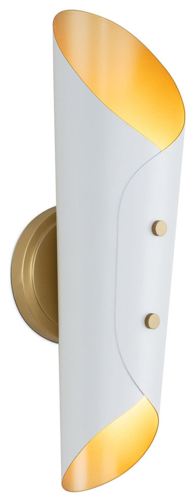 Vest Sconce, White and Natural Brass