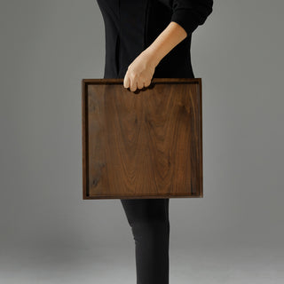 Square Black Walnut Solid Wood Tray Ottoman Tray, 14inch