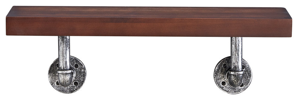 Danya B. 24" x 7" Floating Pipe Industrial Rustic Wall Mount Shelf, Umber Mocha