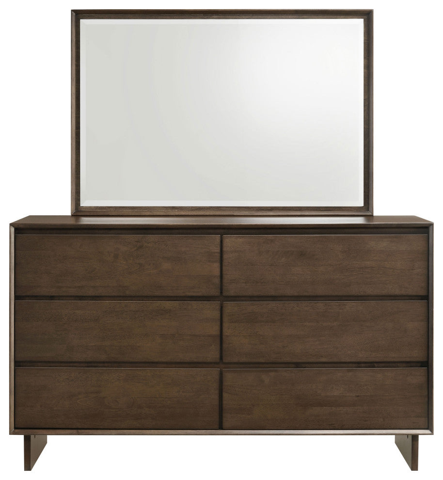 Glenwood 6-drawer Dresser and Mirror Warm Brown