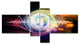 Bright Wave Particle in Air on Black, Abstract Canvas Art, 60"x32", 4 panels