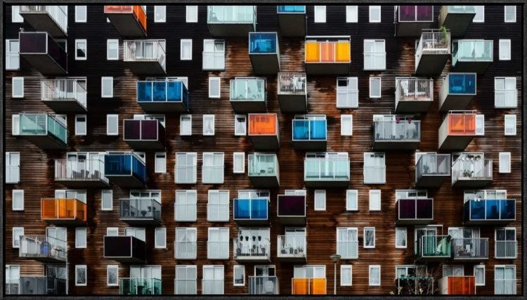 "Balconia" Framed Canvas Giclee by Pixxelpark, 37x21"