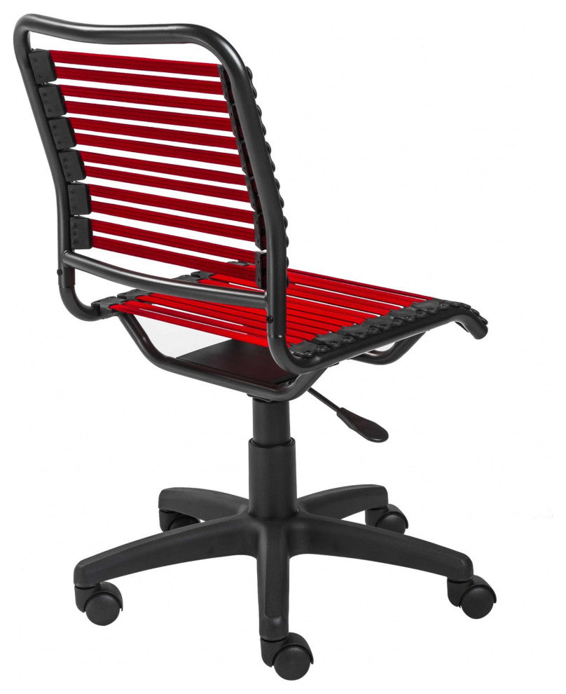 Black Swivel Adjustable Task Chair Bungee Back Steel Frame
