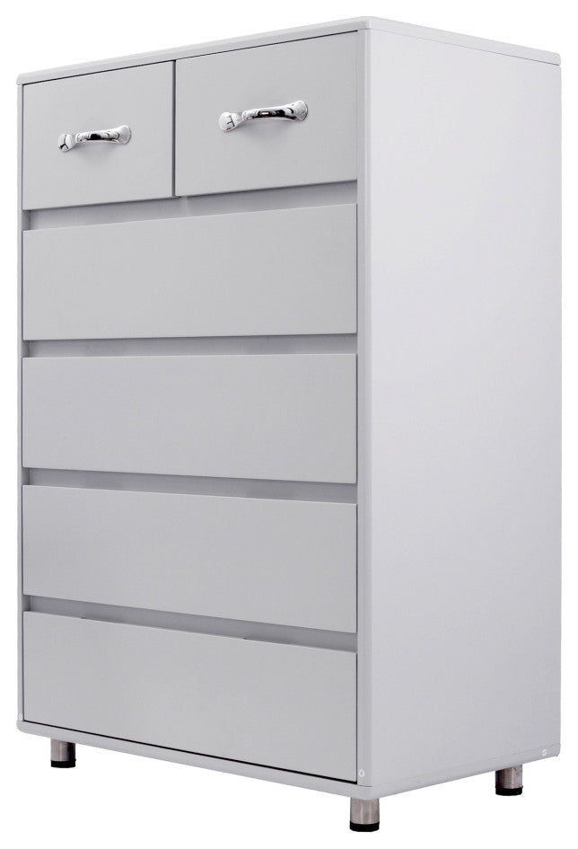 6 Drawer Side Table, Gray