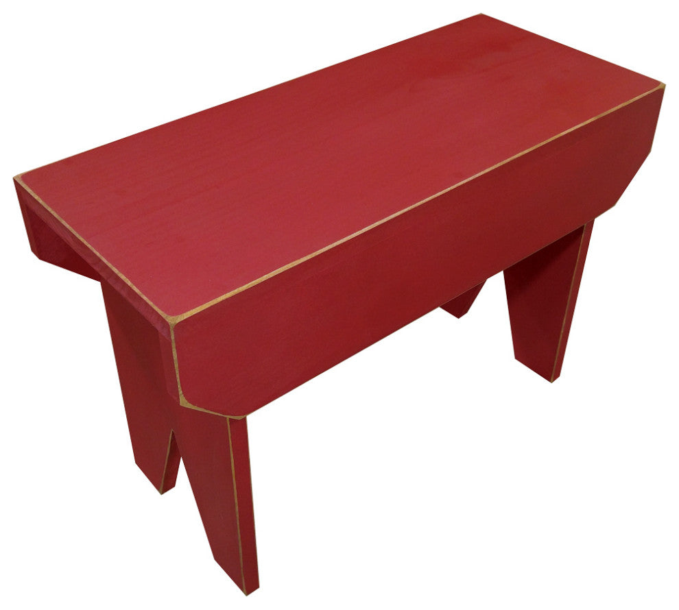 Simple Wood Bench, Old Red