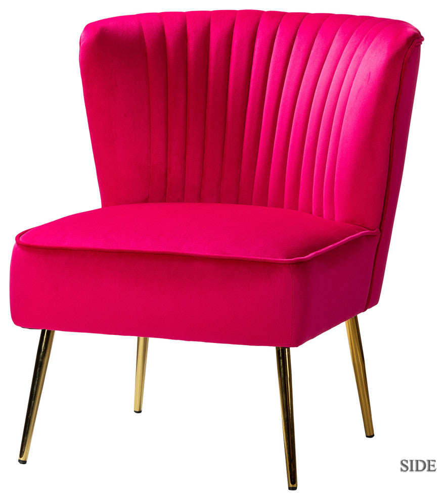 Velvet Accent Dining Chair, Fuchsia