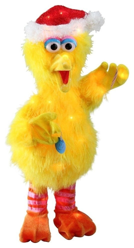 18" Pre-Lit Sesame Street Big Bird in a Hat 3D Decoration