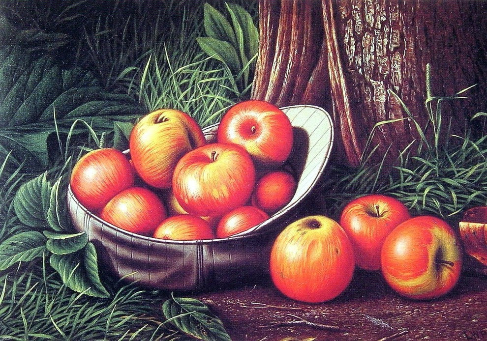 Levi Wells Prentice Still Life with Apples in a New York Giants Cap Canvas Wrap