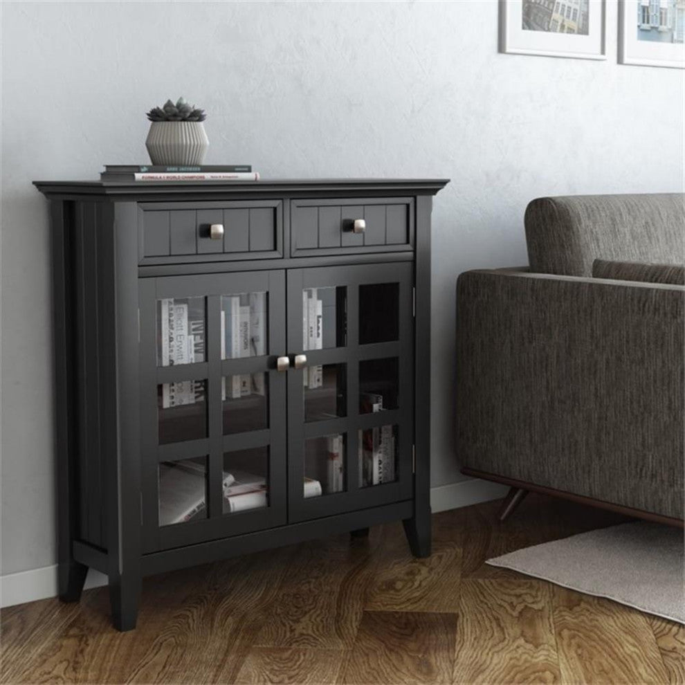 Acadian Solid Wood 36 Inch Wide Entryway Hallway Storage Cabinet In Black