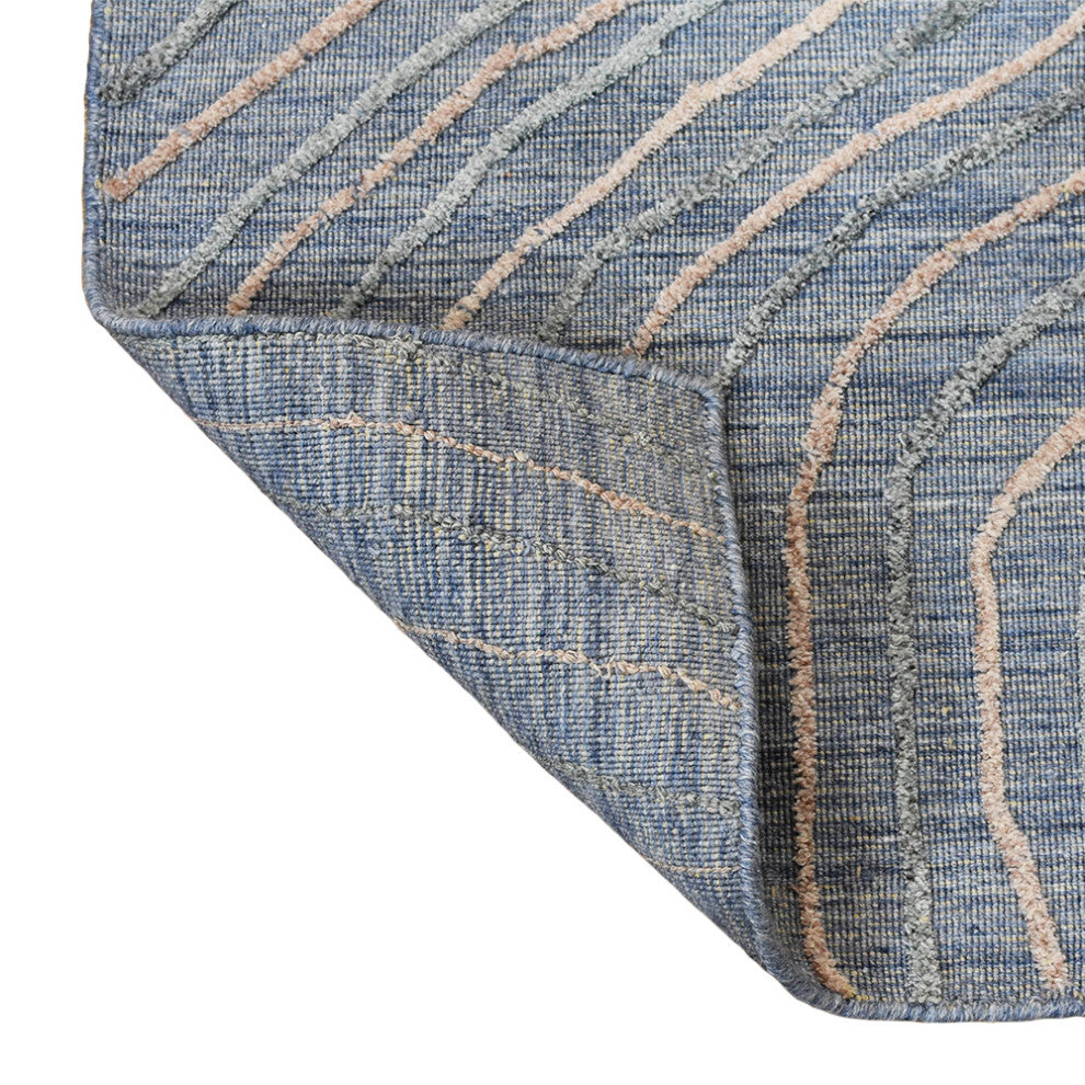 HAND WOVEN FLAT WEAVE KILIM POLYESTER RUGS -Rectangle,Blue Multicolor,Abstract, [Rectangle] 5'x8'