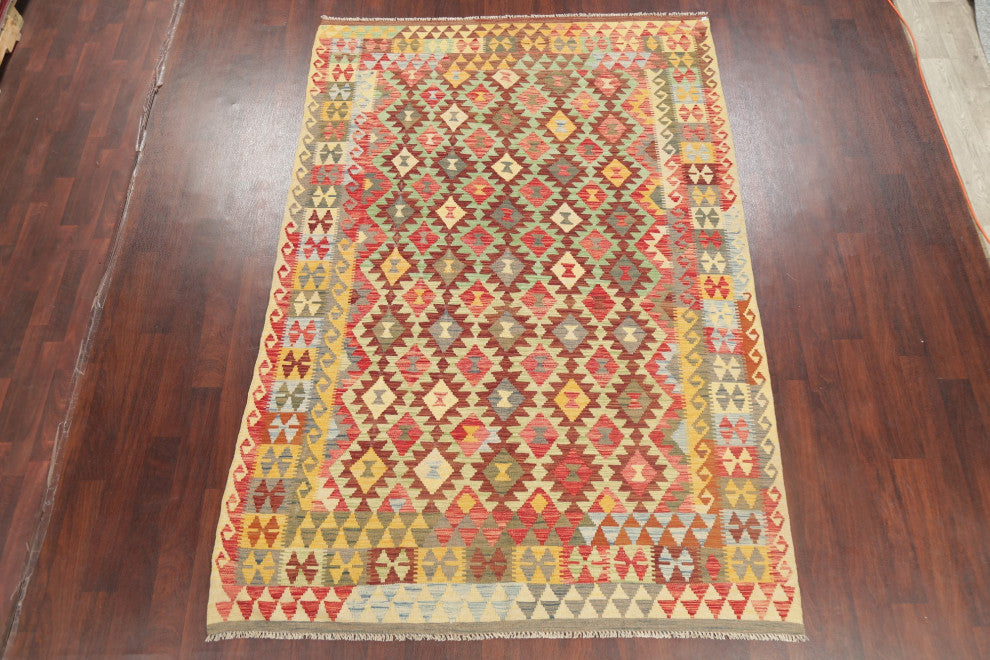 Kilim Hand-Woven Southwestern Traditional Turkish Oriental Area Rug, 9'7"x6'6