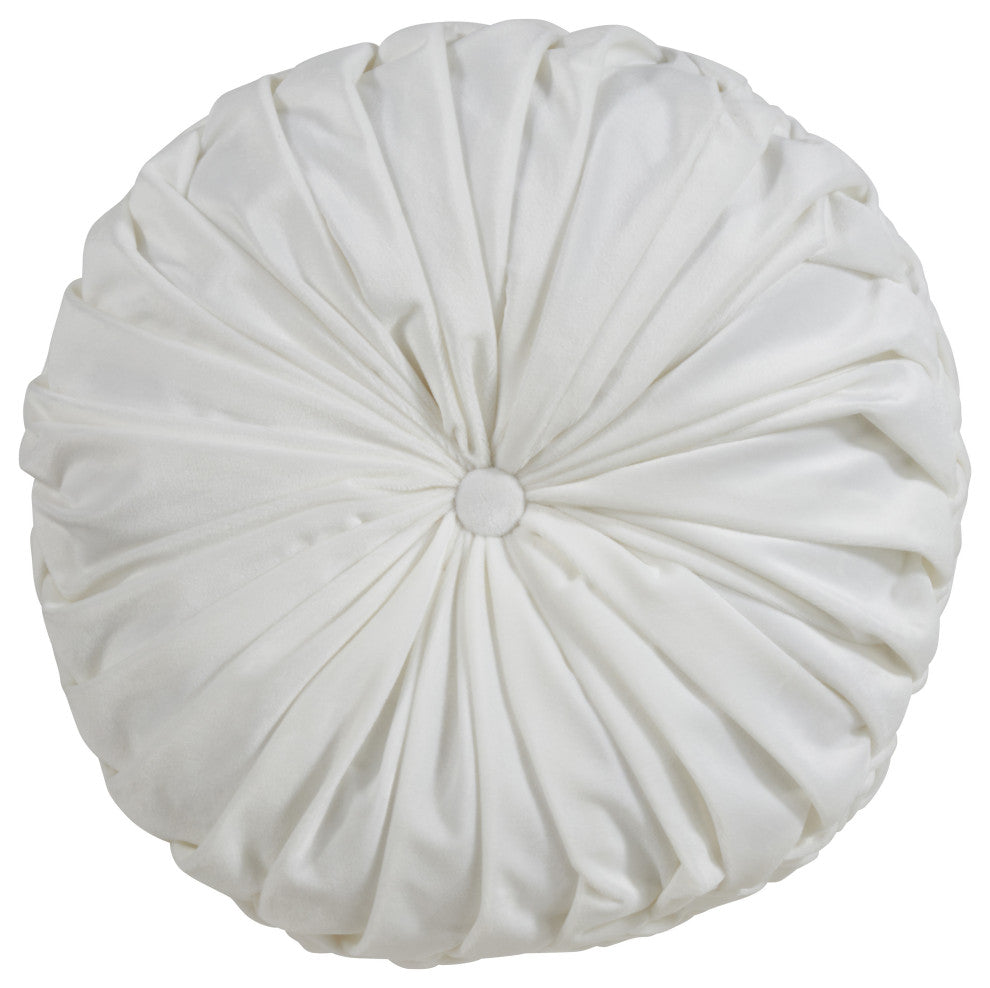 Poly Filled Velvet Pintuck Throw Pillow, 14"x14", White
