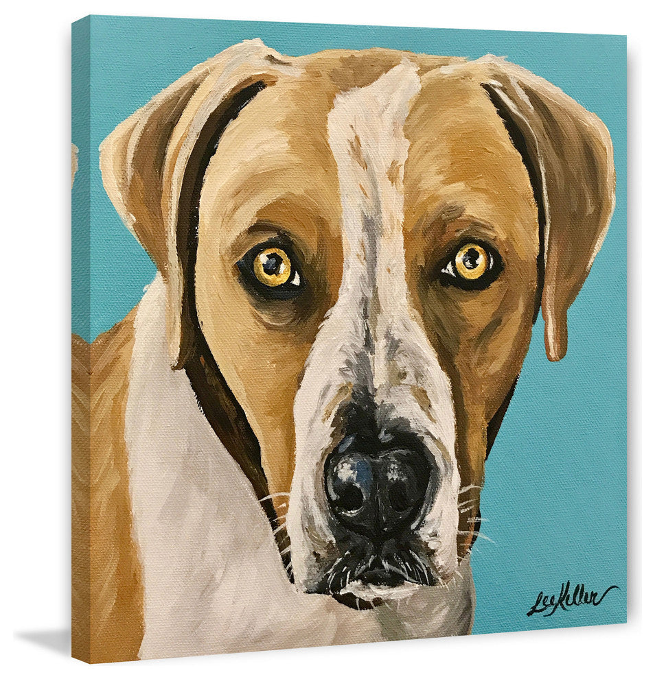 "Dog Painting Lover Boy" Painting Print, Wrapped Canvas, 32"x32"