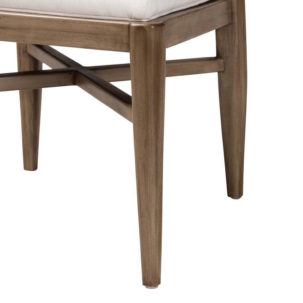 Bohemian Walnut Brown Finished Mahogany Wood and Natural Rattan Dining Chair