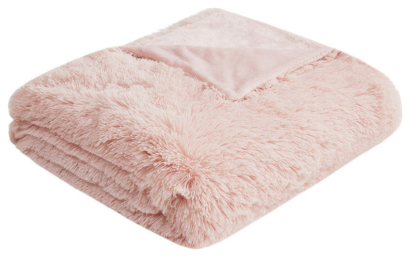 Intelligent Design Malea Shaggy Fur Duvet Cover Set, Blush