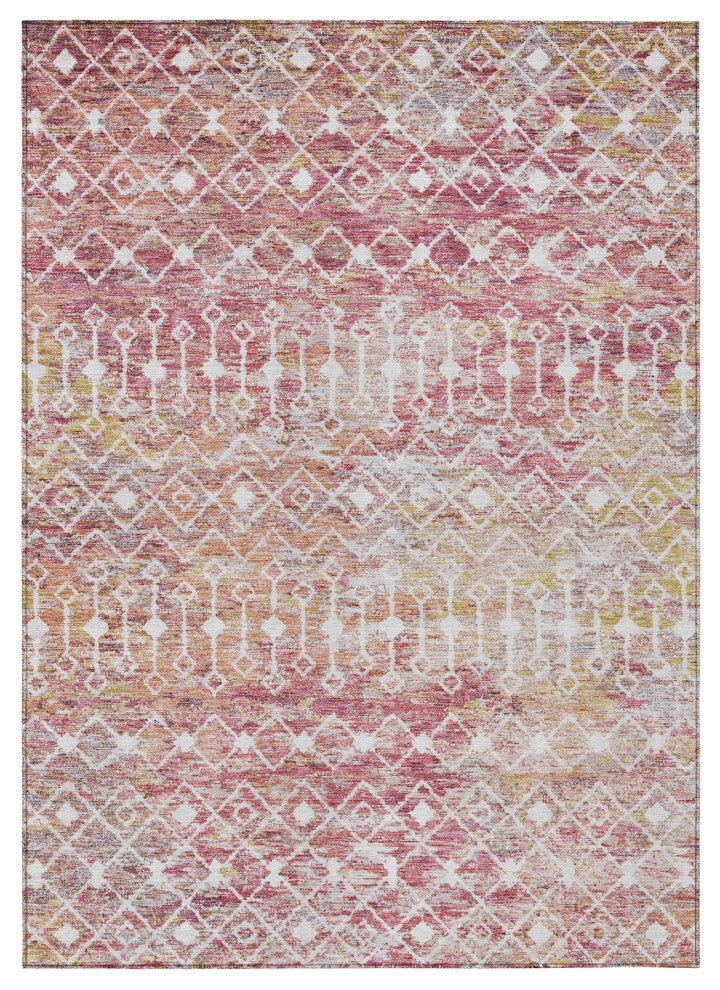 Machine Washable Indoor/Outdoor Chantille ACN1638 Pink 9' x 12' Rug