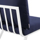 Lounge Sectional Sofa Chair Set, Aluminum, Metal, White Blue Navy, Outdoor