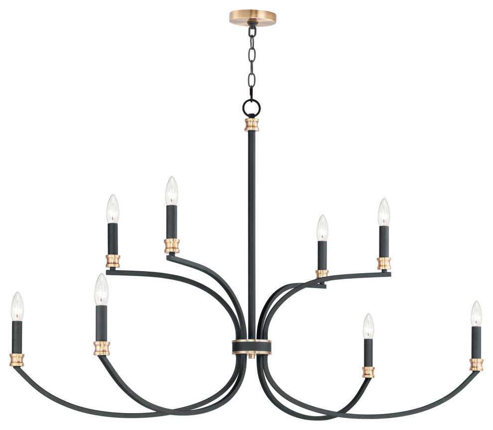 Maxim 11378 Charlton 8 Light 48"W Taper Candle Style Chandelier - Black /