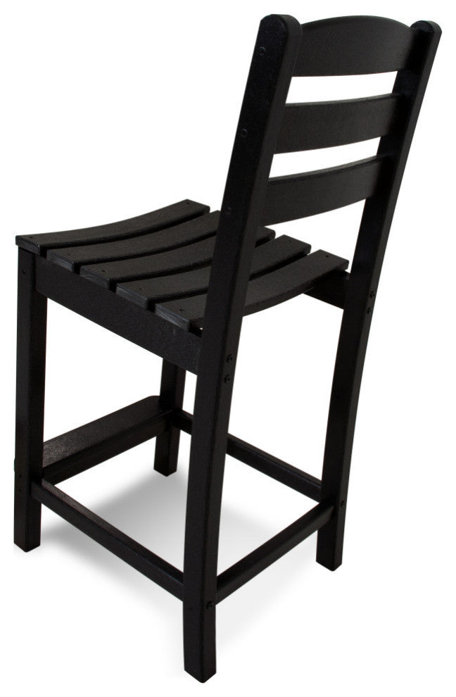 Polywood La Casa Cafe Counter Side Chair, Black