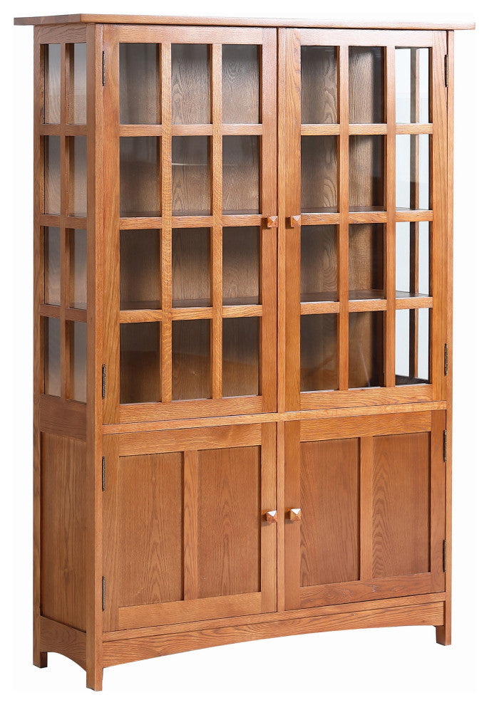 Arts and Crafts Mission Solid Oak China Cabinet, Michael's Cherry