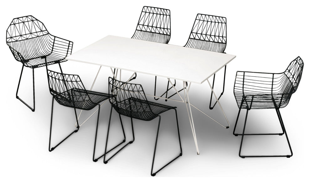 Ace 7 Piece Dining Set, Matte Black