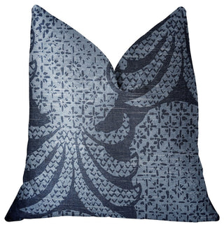 Pineapple Crush Blue and Black Luxury Throw Pillow, 18"x18"