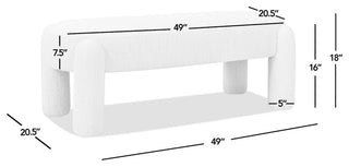 Hugo 49" Boucle Oval Fully Upholstered Bench, Milky White Cream