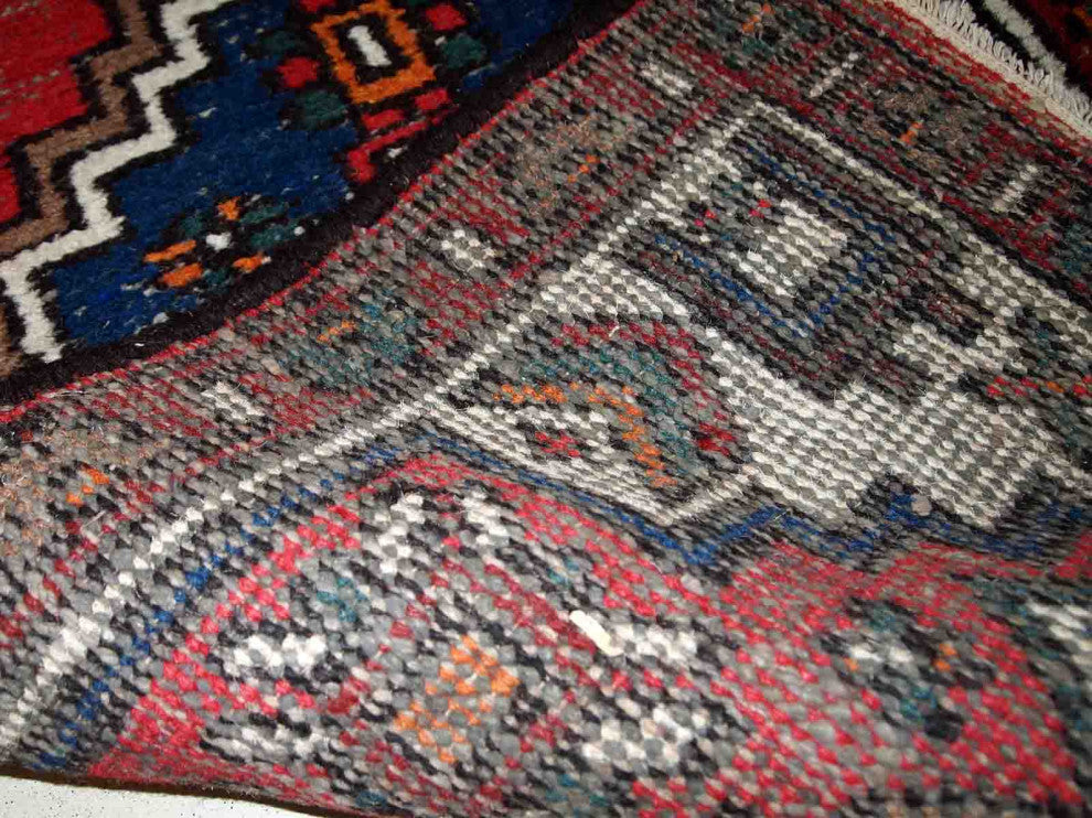 Handmade Vintage Persian Hamadan Rug, 2.4'x4.6', 75cmx141cm 1970s