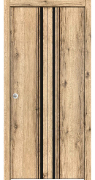 Bi-fold Doors 48 x 96 | Planum 0011 Oak with  | Sturdy Tracks