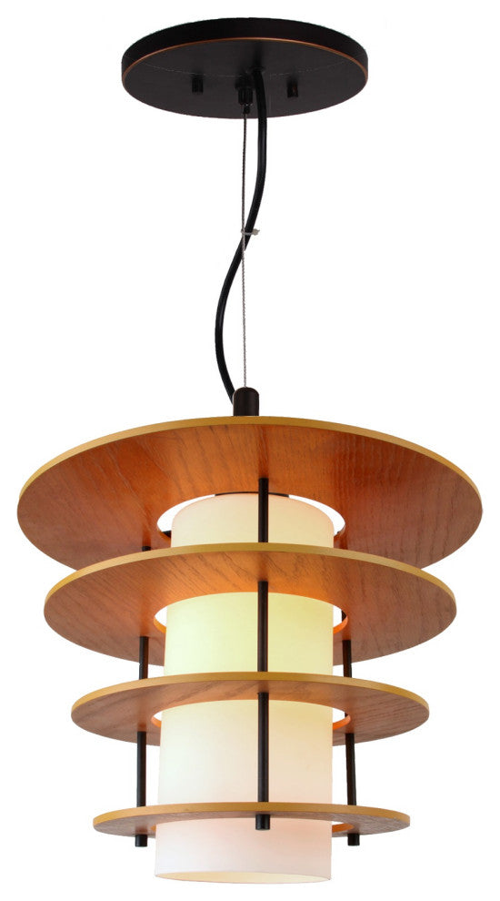 Ramsay Pendant Lighting, Bronze, Wood Layers