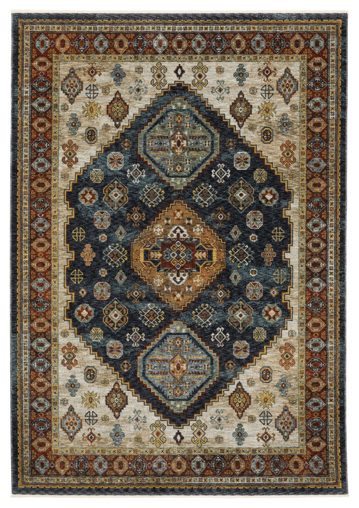 Augustus Medallion Blue/ Multi Indoor Area Rug, Blue, 7'10"x10'10"