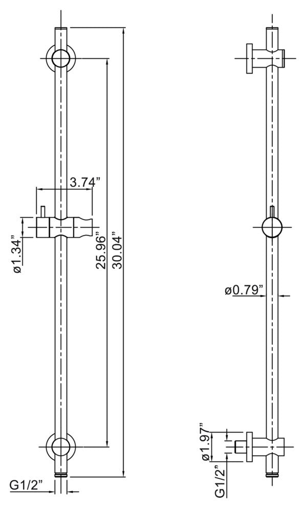 Wall Mounted Handheld Shower with Slide Bar-Less Rough-in Valve