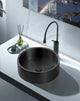 Eden Bath EB_SS003BK Round 15.75-in Stainless  Vessel Sink + Rim Black + Drain