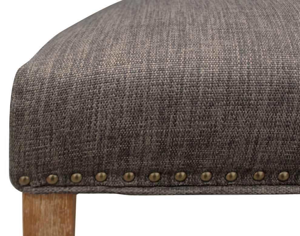 Jill Linen Upholstered Dining Chairs with Solid Wood Legs- Set of 2, Dark Gray