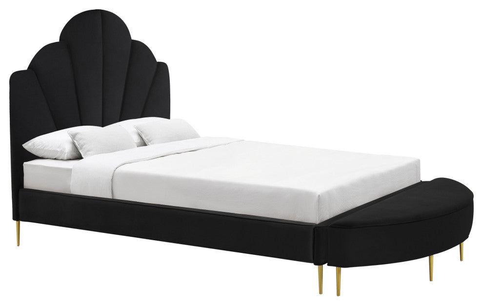 Bianca Black Velvet Bed in Queen