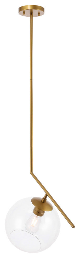 Brass Finish And Clear Glass 1-Light Pendant