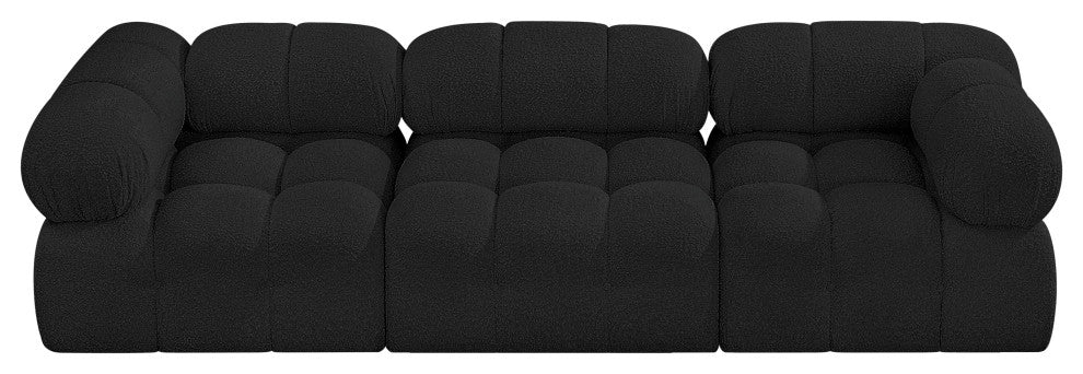 Ames Boucle Fabric Modular Sofa, Black, 3-Piece: 1 Armless Chair, 2 Corner Chair