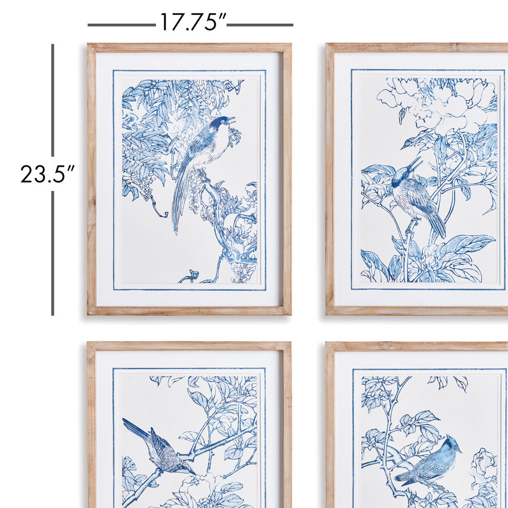 Monochromatic Bird Study Gallery, Set of 4