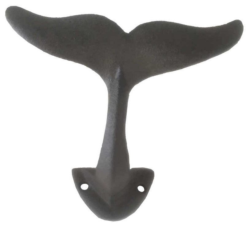 Cast Iron Decorative Whale Hook 5'', Decorative Wall Hook, Cast Iron Hook