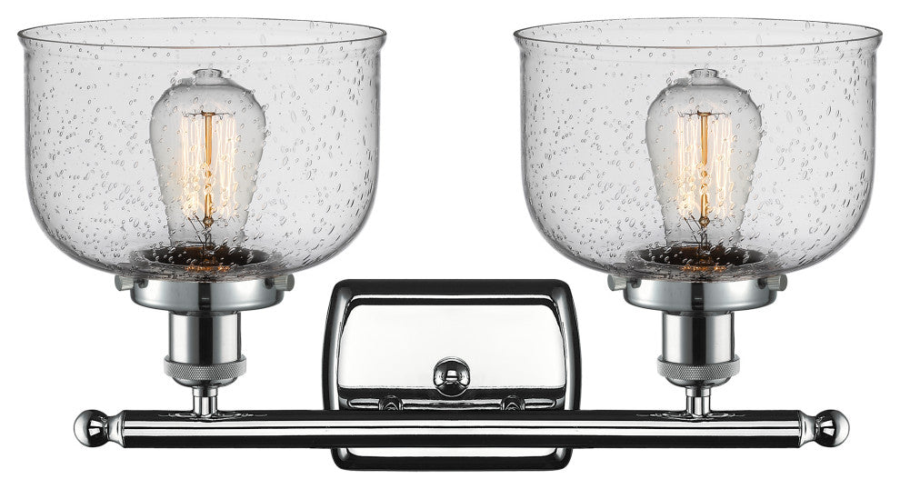 Large Bell 2-Light Bath Vanity-Light, Polished Chrome, Seedy