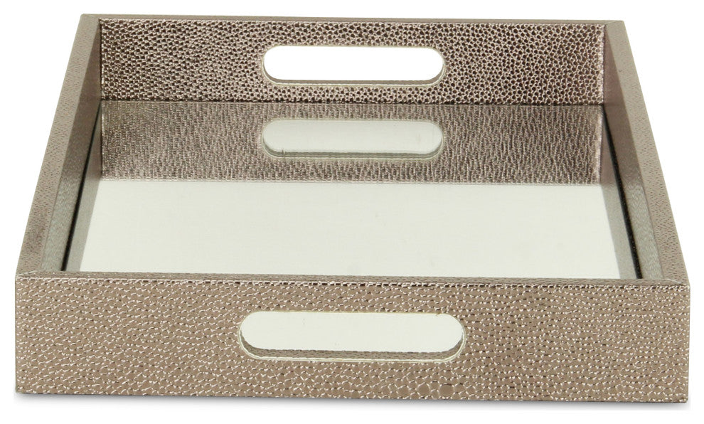 Labai Faux Shagreen, Mirrored Tray, Rose Gold