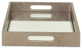Labai Faux Shagreen, Mirrored Tray, Rose Gold