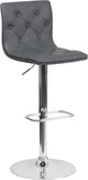 Estella Abby Mid-Back Tufted Gray Vinyl Adjustable Barstool, Swivel
