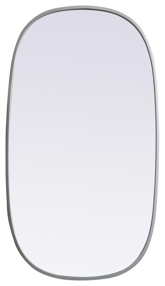 Metal Frame Oval Mirror 20X36 Inch, Silver