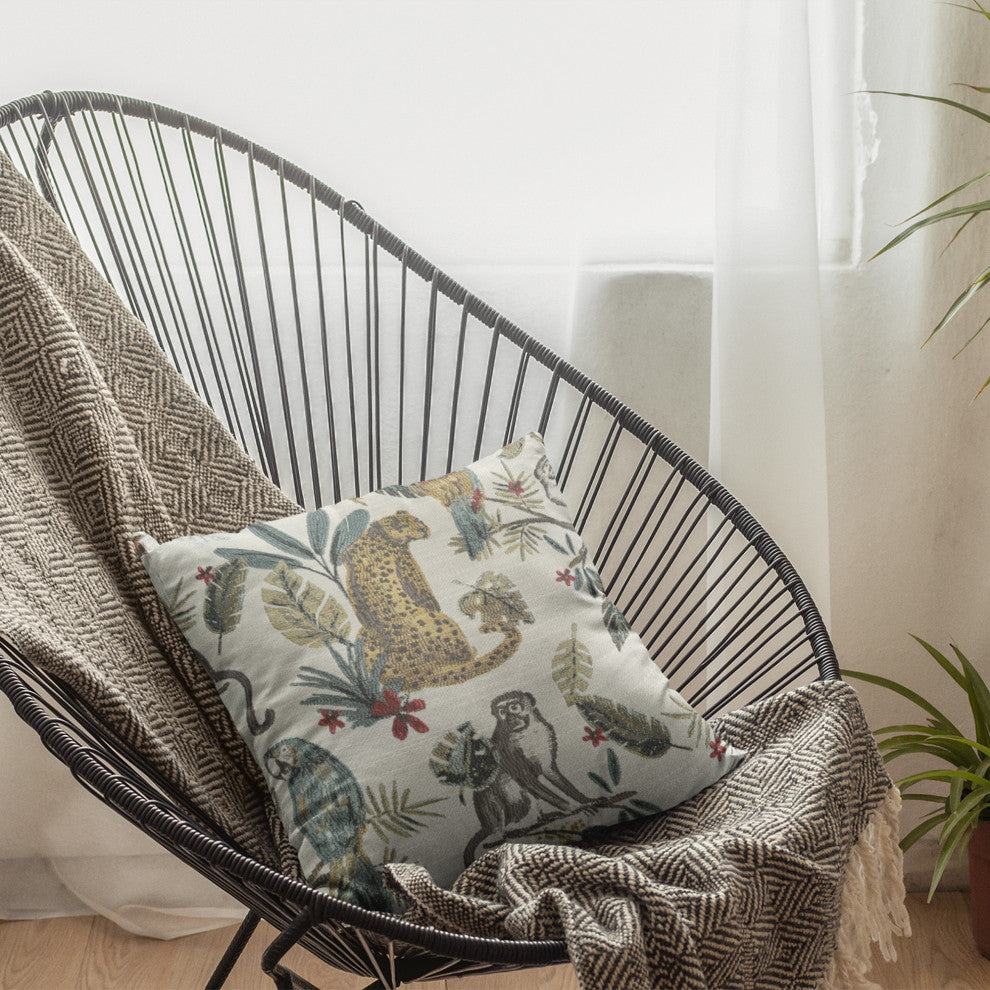 Plutus Multi-Color Jungle Luxury Throw Pillow, Multi-Color, 16" x 16"