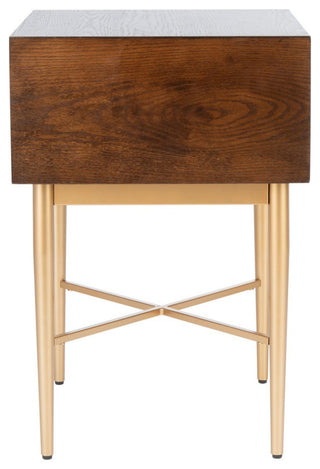 Safavieh Pierre One Drawer Nightstand, Walnut/Gold