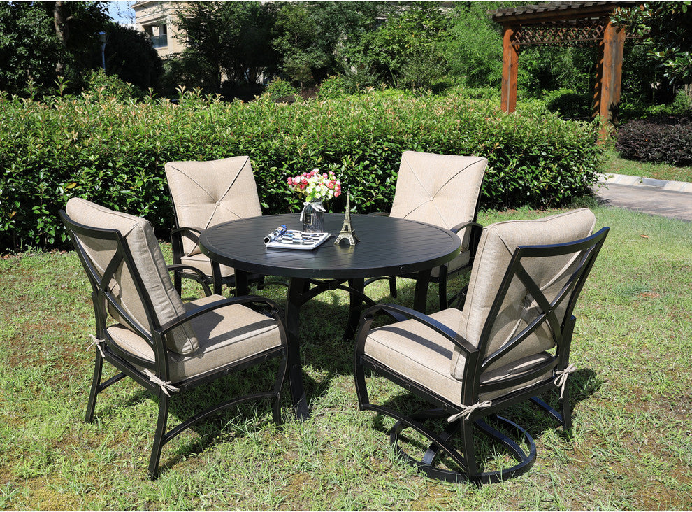 Sinclair Club Swivel Chairs With Cushion, Quality Outdoor Patio Furniture