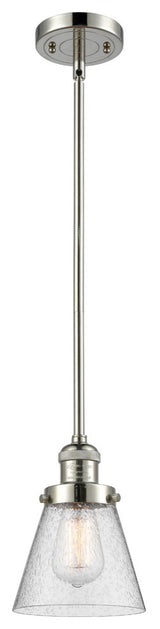1-Light Small Cone 6" Pendant, Polished Nickel, Glass: Seedy