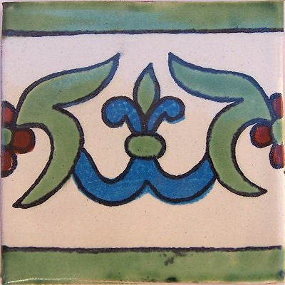 4.2x4.2 9 pcs White Liz Flower Talavera Mexican Tile