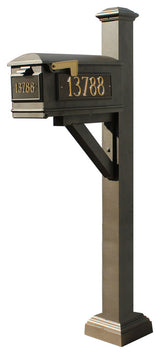 Westhaven System-Mailbox, 3 Cast Plates, Square Collar, Pyramid Finial, Bronze